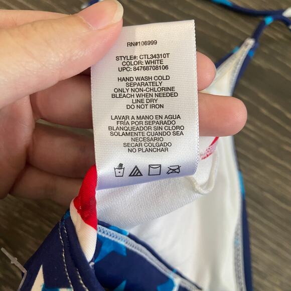 Catalina Women's Size Small American Flag July 4th Halter Tie Bikini Swim Top - Picture 6 of 6